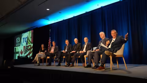 Seven international public safety and technology leaders from Canada, Finland, France, and the United States speak in a plenary session at 5x5 tilted “Public Safety Advancements Around the Globe”