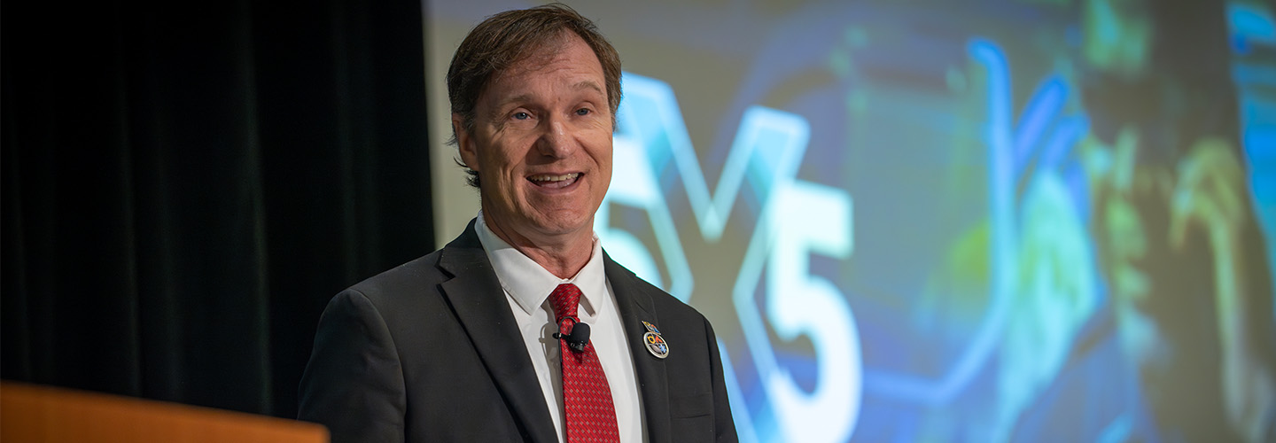 Joe Wassel speaks at 5x5 in 2023